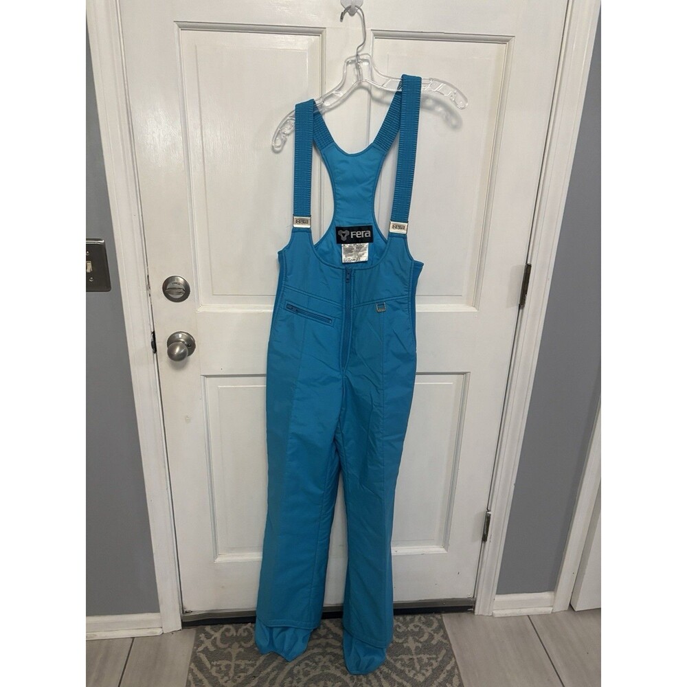 Women’s FERA Turquoise Ski Bibs. Size 10
